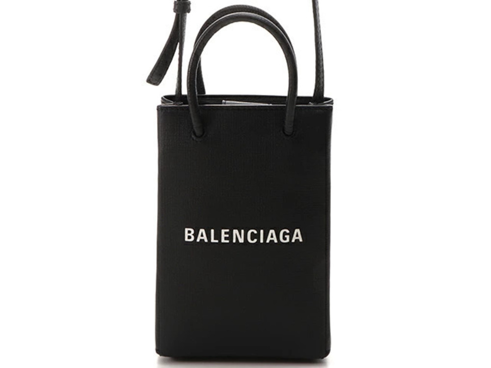 Balenciaga Shopping Phone Bag Black Calfskin